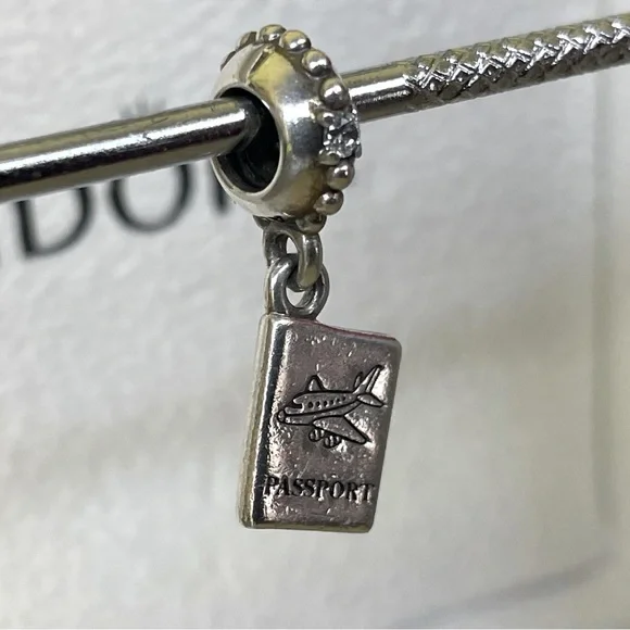 Authentic Pandora Passport Dangle Charm 925 ALE CZ Stone 791147CZ - Picture 3 of 4